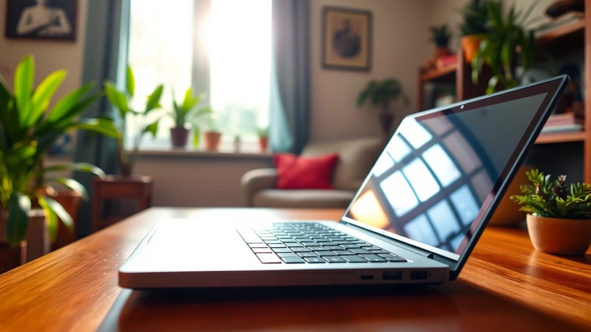 Experience the benefits of sonic internet near me in a modern home office setup highlighting technology.