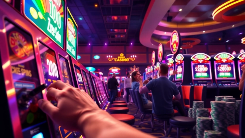 Celebrate Freespins wins in a vibrant casino atmosphere filled with excitement.
