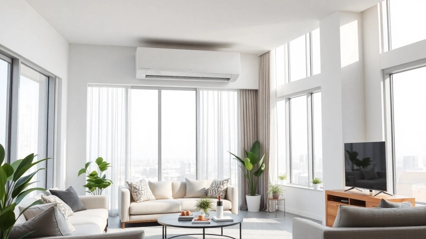 Enhance comfort with O General ac uae in a modern UAE living room.