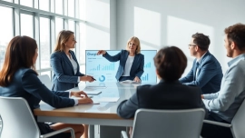 Purchasing consultant analyzing strategies in a professional meeting environment.