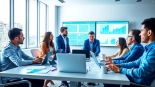 Verken de wereld van Skai met een digitaal marketingteam dat samenwerkt in een moderne kantooromgeving.