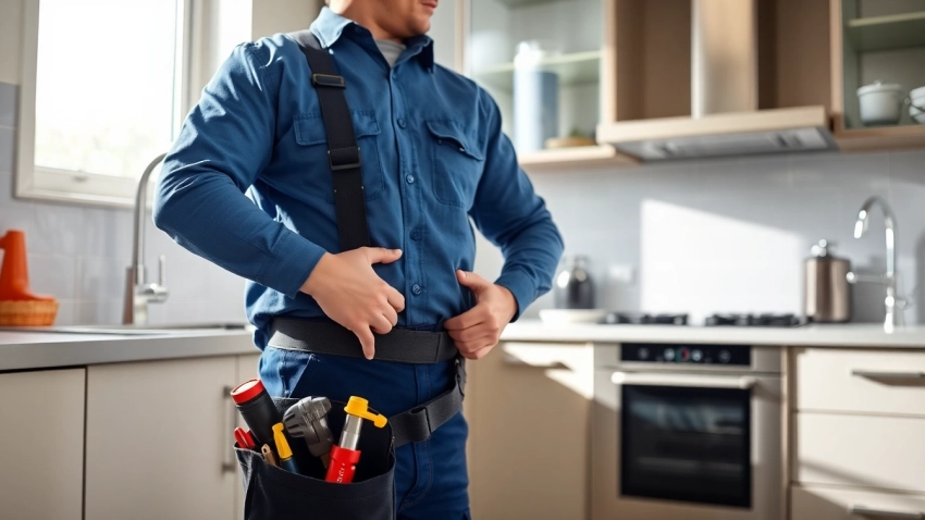 Professional plumber in Wake Forest conducting a service in a modern kitchen environment.