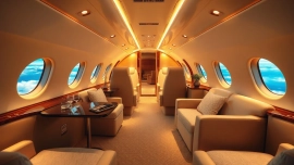 Discover Luxury Private Jets for Rent with spacious interiors and elegant decor, showcasing premium comfort.