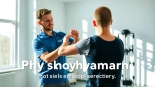 Engaging physiotherapy near me session showcasing patient recovery in a bright clinic.