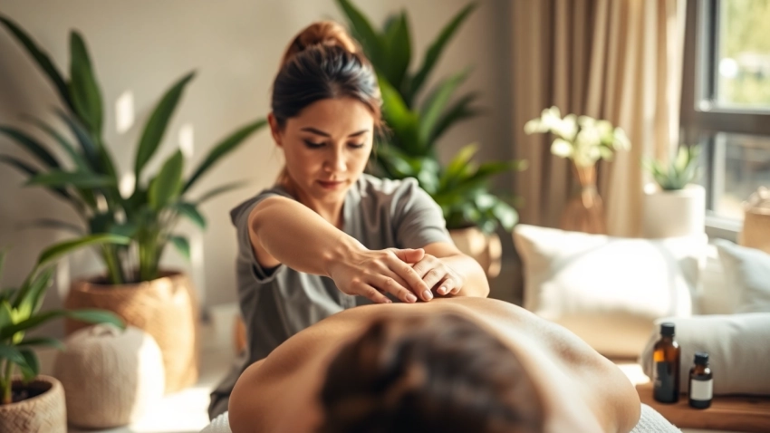 Massage therapist silver spring providing a soothing massage in a tranquil spa environment.