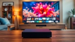 Regardez le meilleur iptv dans un salon moderne avec téléviseur 4K.