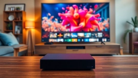 Regardez le meilleur iptv dans un salon moderne avec téléviseur 4K.