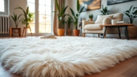 Enhance your interior with a double sheepskin rug, showcasing its plush texture and cozy atmosphere.