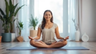 Practicing mindfulness for dealing with anxiety in a tranquil indoor setting.