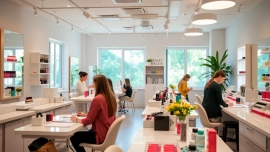 Enhance your skills with a Nail Course that features students mastering colorful nail art techniques.