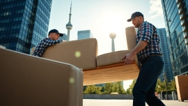 Efficient and skilled movers from moving companies in Toronto Ontario handling large furniture