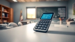 Calculate complex equations with a modern Scientific Calculator displayed on a wooden desk.