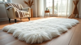 Transform your space with a stunning double sheepskin rug showcasing its soft texture and elegant design.