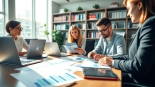 Compare cashback rates with professionals analyzing data in a modern office environment.