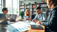 Compare cashback rates with professionals analyzing data in a modern office environment.