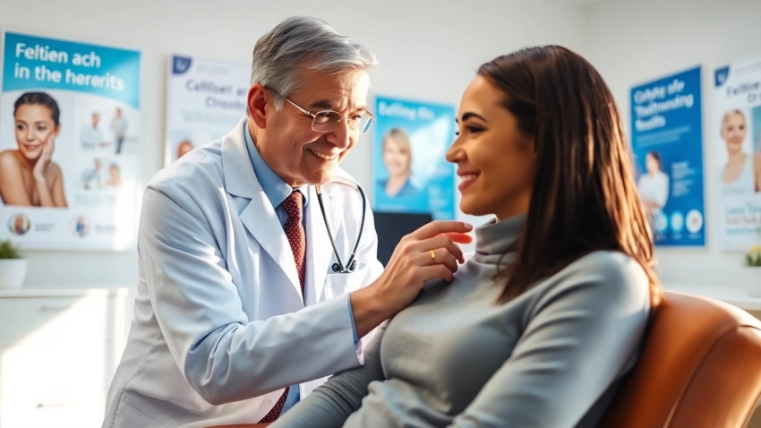 Evaluate Acne Treatment options with dermatologist in a modern clinic setting.