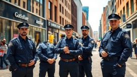 Security services Birmingham: Professional security team ensuring safety in a vibrant business area.