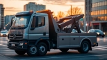 Laweta Katowice, profesjonalny truck w miejskim otoczeniu, gotowy do pomocy.