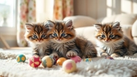 Playful Maine Coon kittens for sale Oakland in a cozy setting with toys.