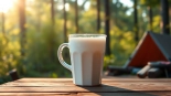Enjoy a twistable handle cup for outdoors positioned in a serene camping setting.