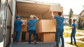 Movers Calgary loading furniture into a truck, showcasing a professional and efficient moving process.