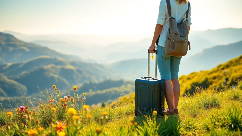 Enjoying a trip to travel while embracing nature's beauty on a scenic overlook.