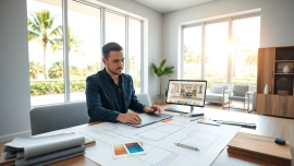 Designing Florida virtual design elements in a bright, modern interior space.