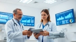 Highlighting eprescribing compliance with healthcare professionals utilizing electronic tablets in a modern clinic.