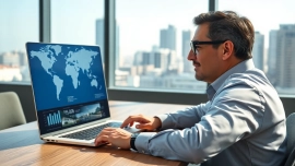 Explore international real estate companies as a professional agent reviews listings and data.