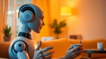 Engaging visual of an AI companion unlimited fostering a warm conversation in a cozy setting.