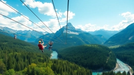 Jadranje na Bovec zipline preko slikovite reke Učja in gozda.
