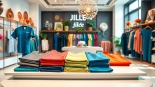 Shop unique medical scrubs at the Jirle store, showcasing vibrant colors and styles in a modern setting.