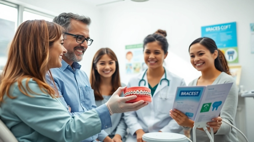 Learn about braces cost Myrtle Beach as a family consults with a professional orthodontist in a welcoming clinic.