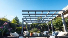 Enhance your outdoor space with a modern steel pergola that integrates style and functionality.