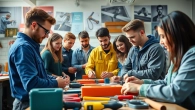 Students learning practical skills at a Trade School Tennessee in a bright classroom.