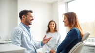 Orthodontist Myrtle Beach consulting with a patient in a warm, modern clinic setting.