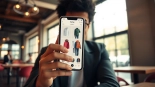User engaging with a styling app showcasing trendy outfit options on their smartphone.