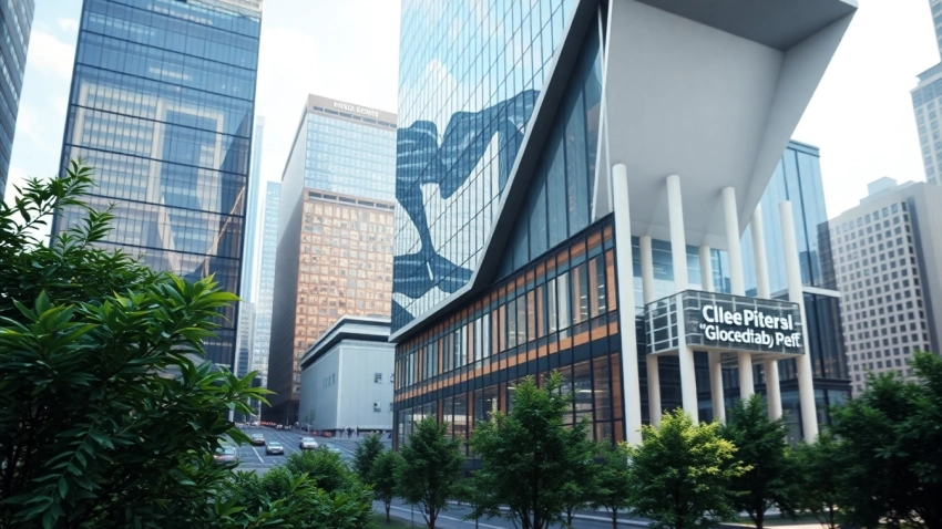 Architektur visualisierung eines modernen Gebäudes in urbaner Umgebung mit lebendiger Darstellung.